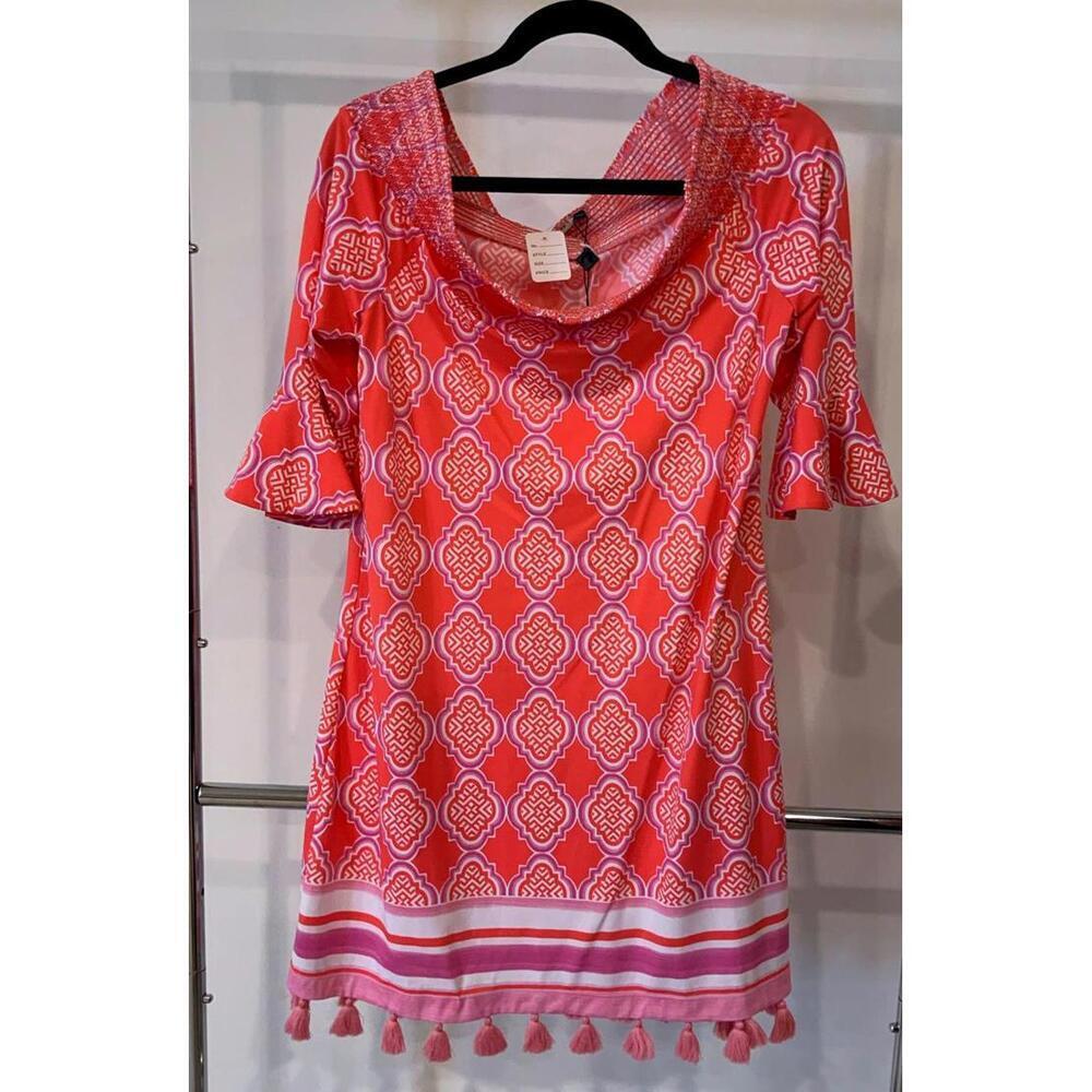 Cabana Life Pink Patterned Dress with Tassels